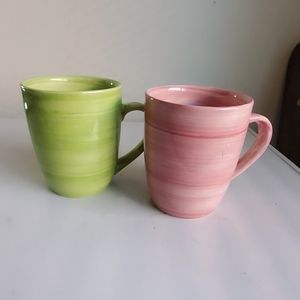 Pink and green large coffee mugs